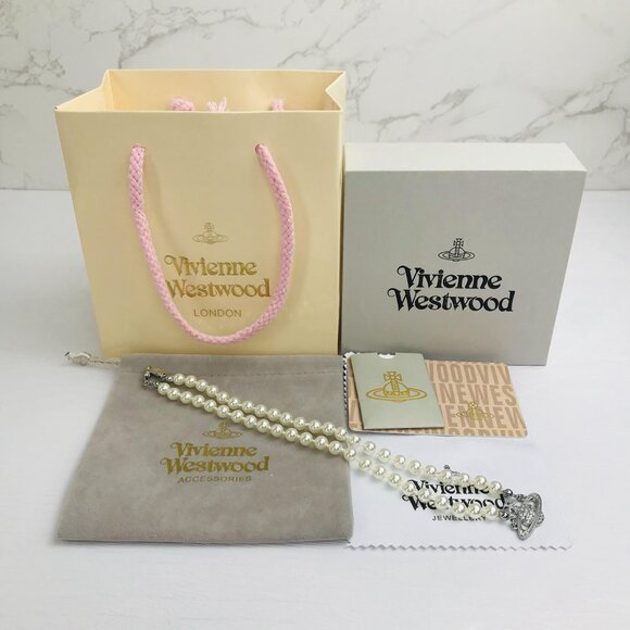 NWT Vivienne westwood Silver Orb Pearl Choker Necklace - Picture 12 of 13